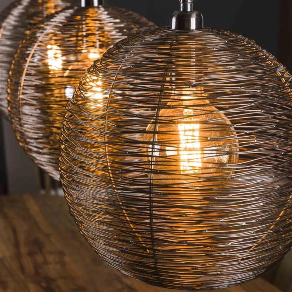 Hoyz - Hanglamp 3L Web - Zwart Nikkel - 125x33x150 - Industrieel - Afbeelding 4