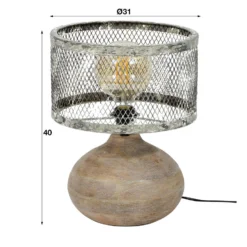 Hoyz - Tafellamp Industrieel - Massief Houten Bolle Voet