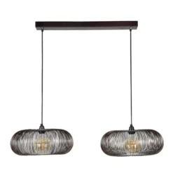 Industriƫle Hanglamp Jill 2-lichts Koper Bruin - 43x102x150 Cm - Metaal - Zwart
