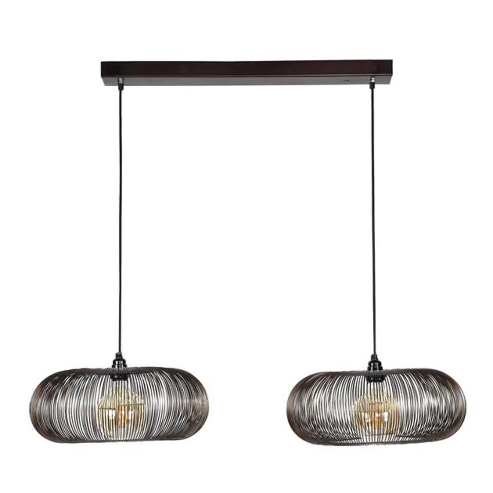 Industriële Hanglamp Jill 2-lichts Koper Bruin - 43x102x150 Cm - Metaal - Zwart