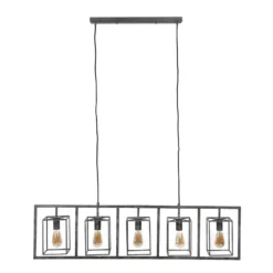 Hoyz - Hanglamp Cubic Tower - 5 Lampen - Grijs/Zwart - 130x15x150