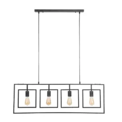 Hoyz - Hanglamp Met 4 Lampen - Turn Square - Grijs - 109cm Breed - Industrieel