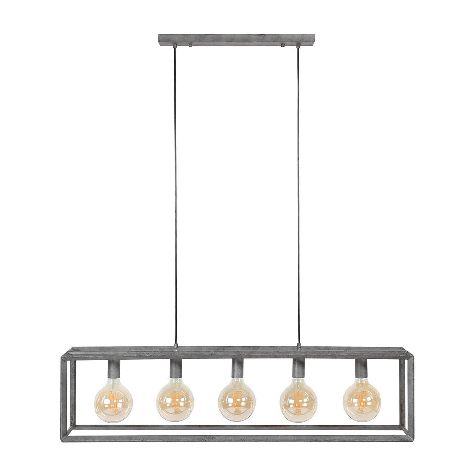 Hoyz - Hanglamp - 5 Armatuur Punten - Stalen Frame 45 Graden - Vintage Look