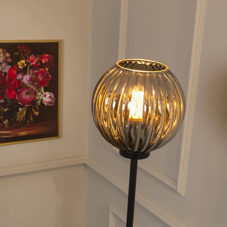 Giga Meubel Vloerlamp 1-Lichts - Smoke Glass - Zwart - Lamp Cole - Afbeelding 4