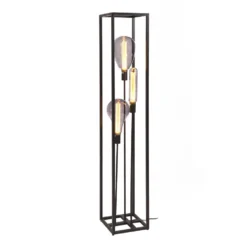 Giga Meubel Vloerlamp 3-Lichts Rechthoek - Zwart - Metaal - Lamp Gofy