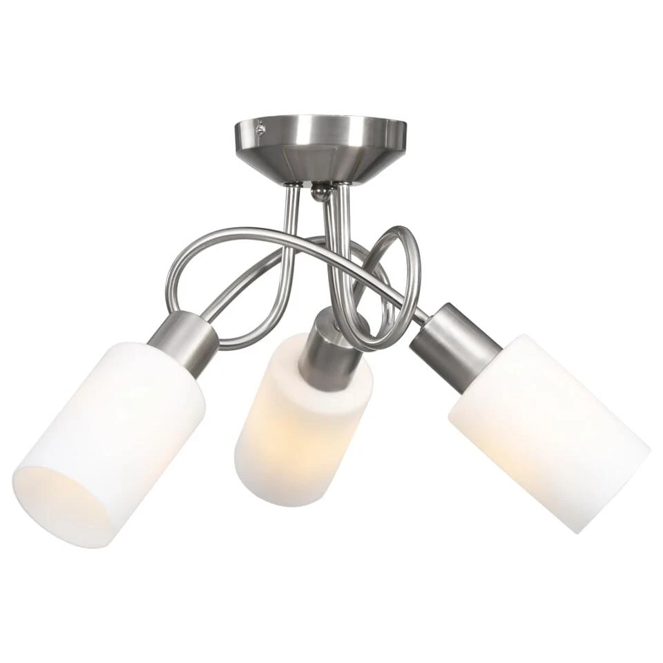 VidaXL Plafondlamp Met Keramieke Cilindervormige Kappen 3xE14 Wit - Afbeelding 2