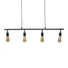 Industriële Hanglamp Glenn 4-lichts Zwart Metaal - 6x102x12 Cm - Metaal - Zwart