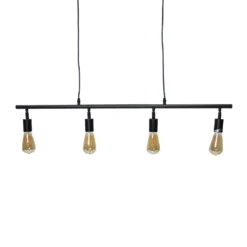 Industriƫle Hanglamp Glenn 4-lichts Zwart Metaal - 6x102x12 Cm - Metaal - Zwart