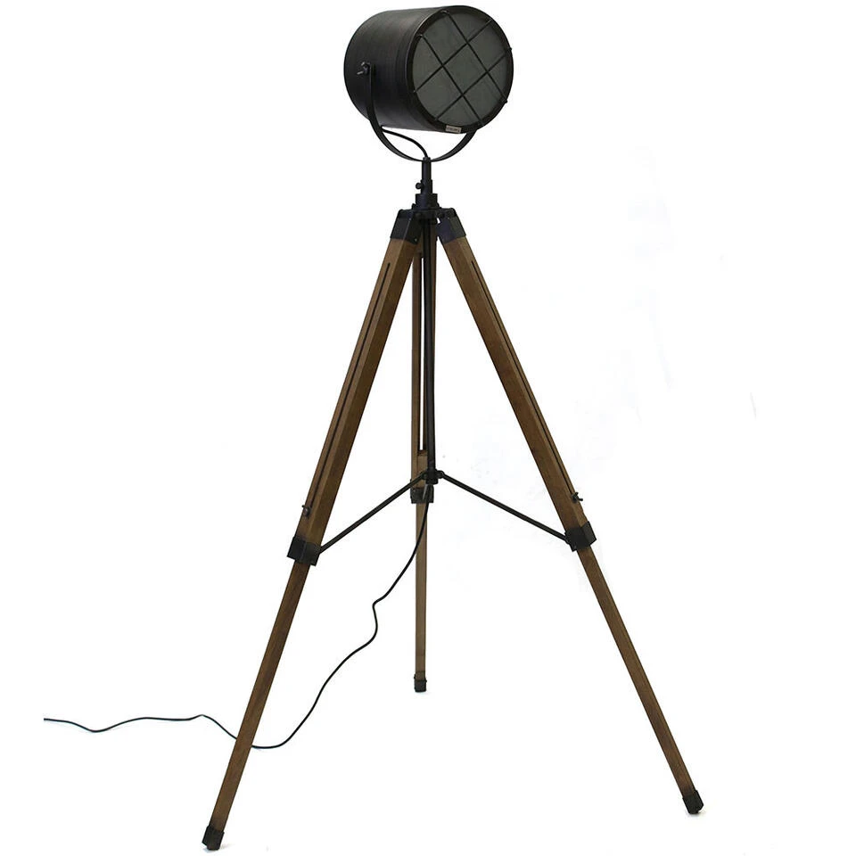 Industriële Vloerlamp Pesaro Driepoot - 150x35x150 Cm - Metaal - Zwart