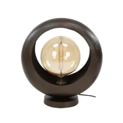 Industriële Tafellamp Mia Aluminium Rond Groot - 18x18x44 Cm - Aluminium - Zwart