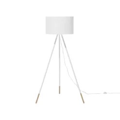 Beliani Staande Lamp TOBOL - Wit Metaal, Essenhout