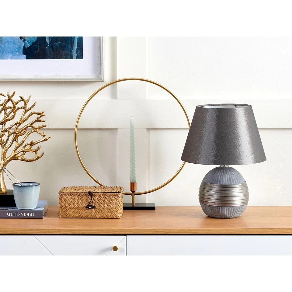 Beliani Tafellamp SADO - Grijs Porselein - Afbeelding 4