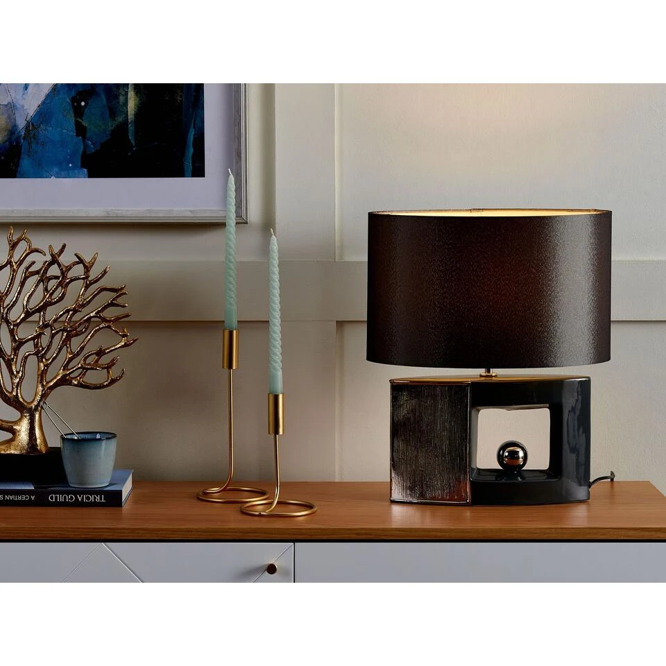 Beliani Tafellamp DUERO - Grijs Porselein - Afbeelding 2