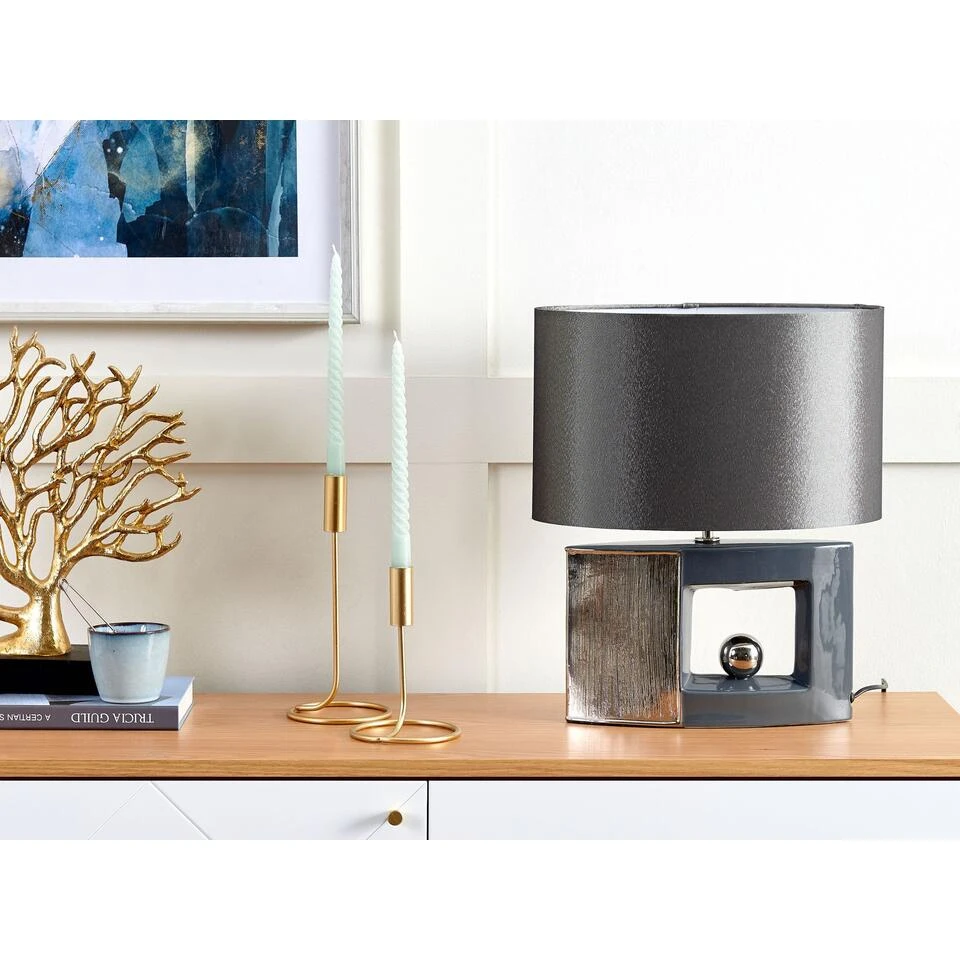 Beliani Tafellamp DUERO - Grijs Porselein - Afbeelding 4