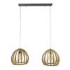 Hoyz - Hanglamp 2L Gebogen Houten Spijlen / Massief Mango Naturel