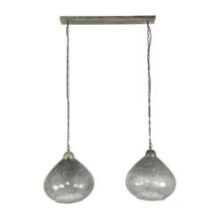 Hoyz - Hanglamp 2L Bell Clearstone / Oud Zilver