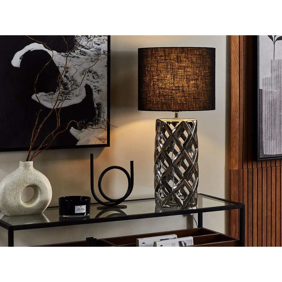 Beliani Tafellamp SELJA - Zwart Keramiek - Afbeelding 2