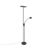QAZQA Moderne Vloerlamp Met Leeslamp Vierkant Zwart - Jazzy