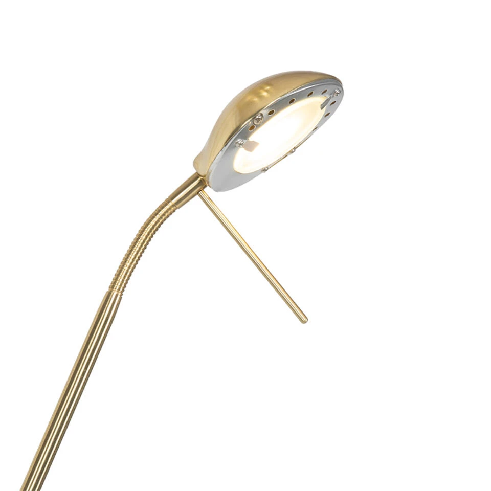 QAZQA Moderne Vloerlamp Messing Met Leeslamp Incl. LED Dim To Warm - Diva - Afbeelding 2