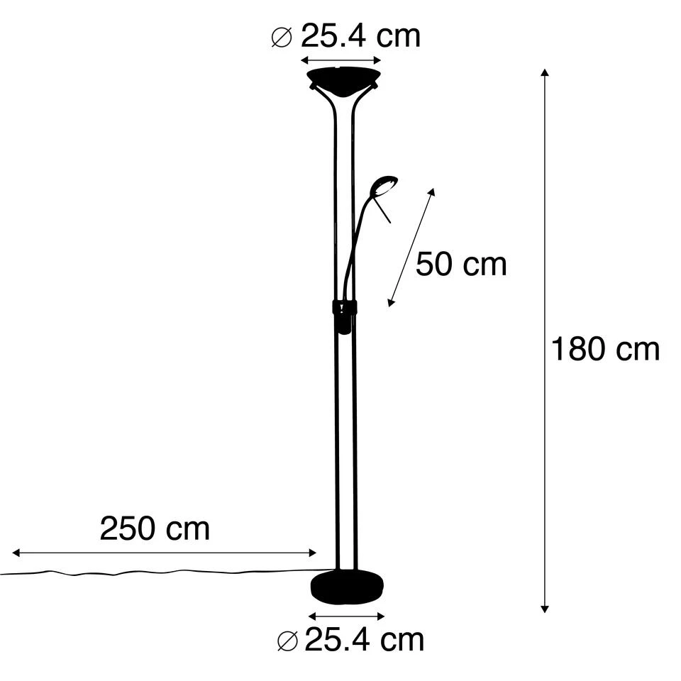 QAZQA Moderne Vloerlamp Messing Met Leeslamp Incl. LED Dim To Warm - Diva - Afbeelding 3