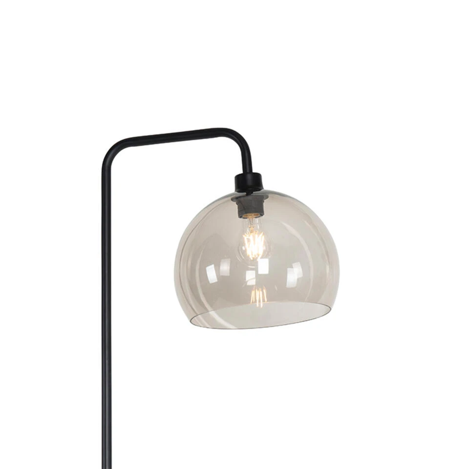 QAZQA Moderne Vloerlamp Zwart Met Smoke Glas Effect - Maly - Afbeelding 2