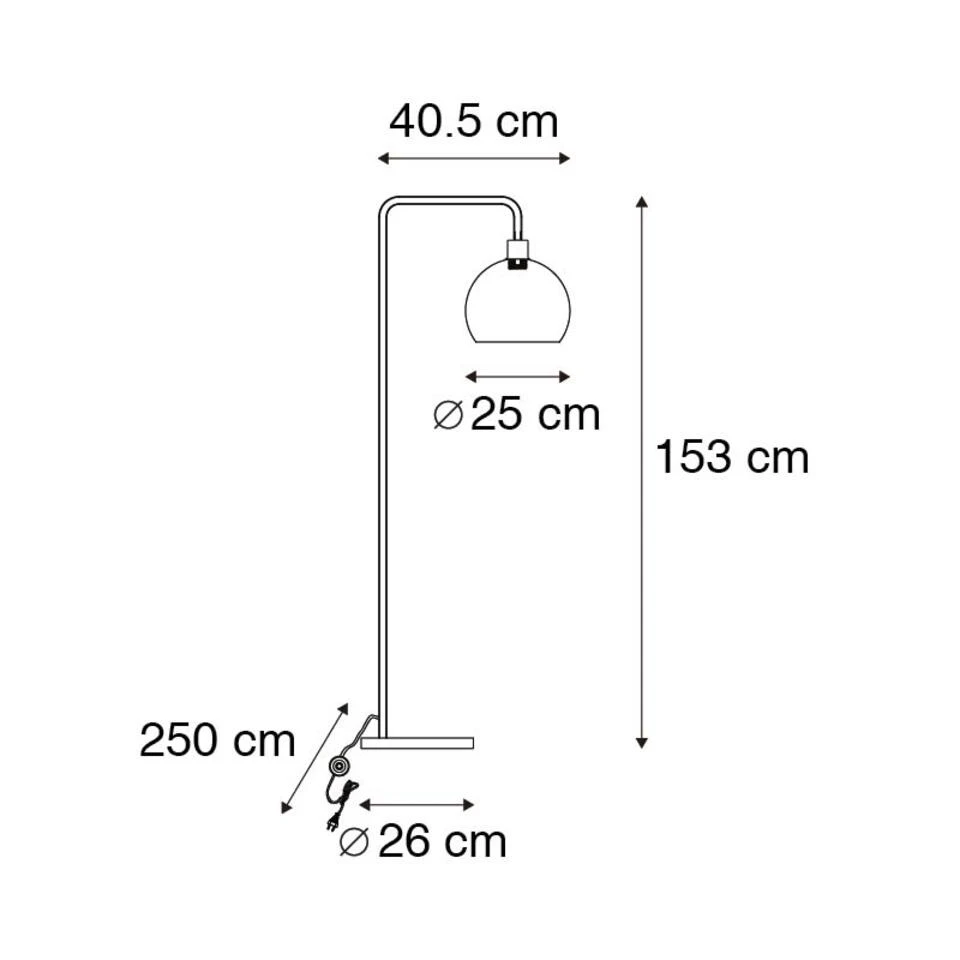 QAZQA Moderne Vloerlamp Messing Met Smoke Glas Effect - Maly - Afbeelding 3