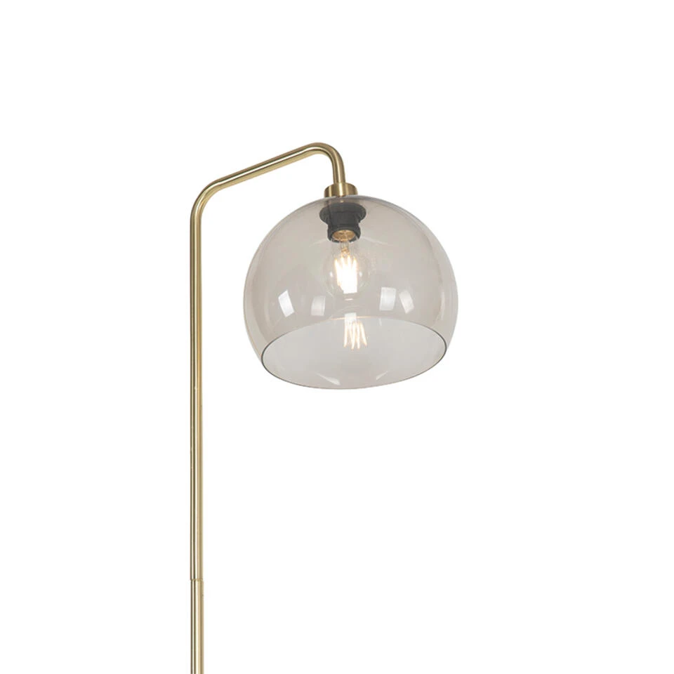 QAZQA Moderne Vloerlamp Messing Met Smoke Glas Effect - Maly - Afbeelding 4