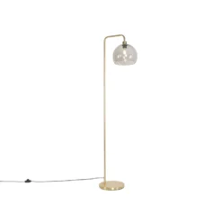 QAZQA Moderne Vloerlamp Messing Met Smoke Glas Effect - Maly