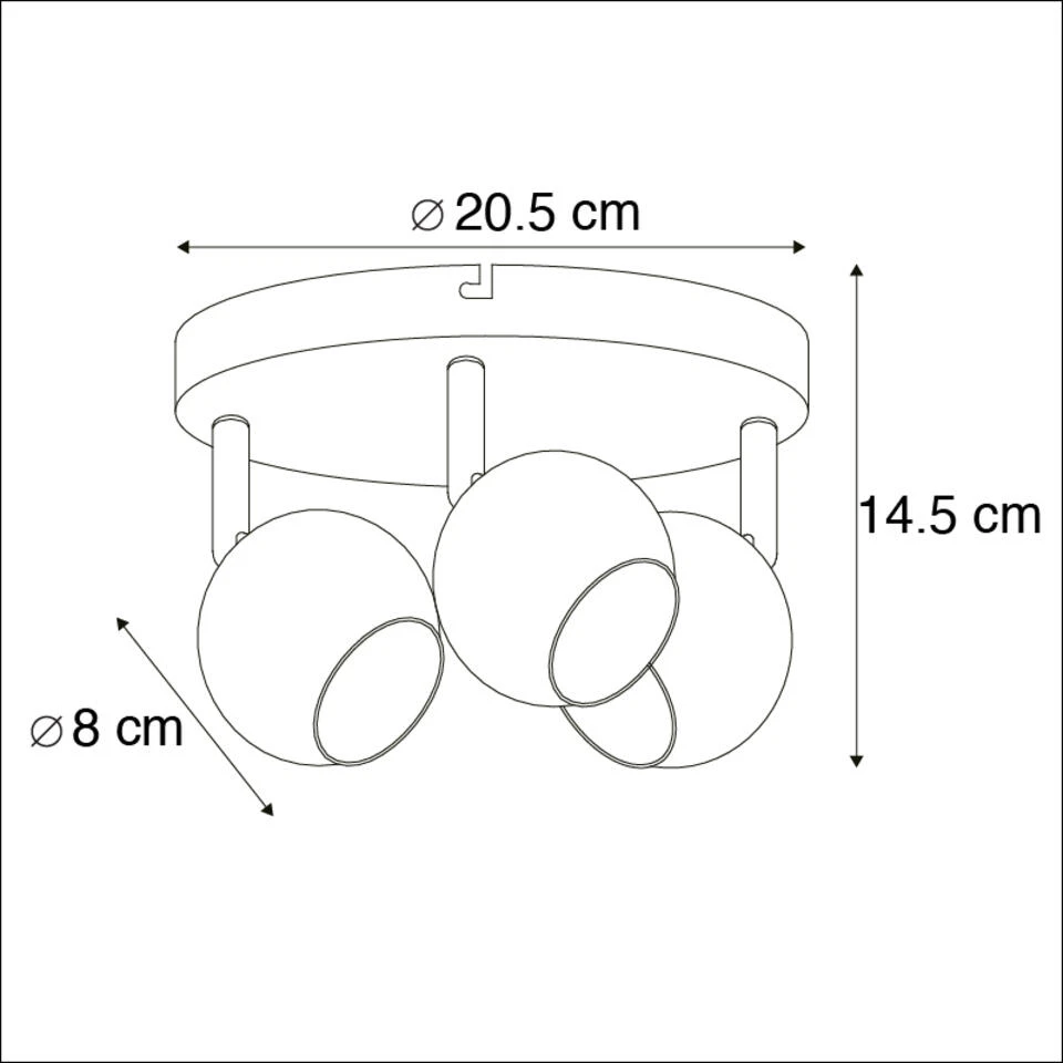 QAZQA Retro Ronde Spot Messing Met Plafondplaat 3-lichts - Gissi - Afbeelding 3