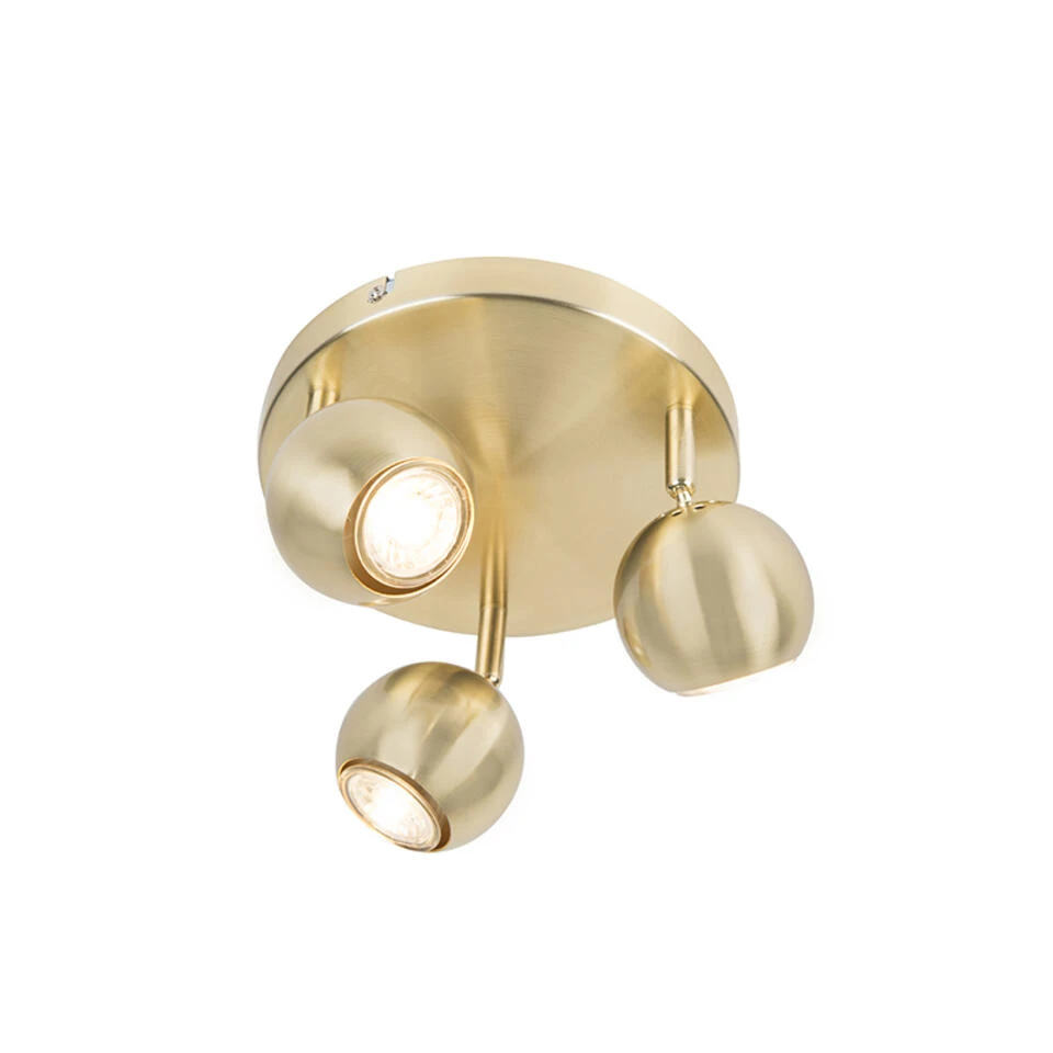 QAZQA Retro Ronde Spot Messing Met Plafondplaat 3-lichts - Gissi - Afbeelding 4