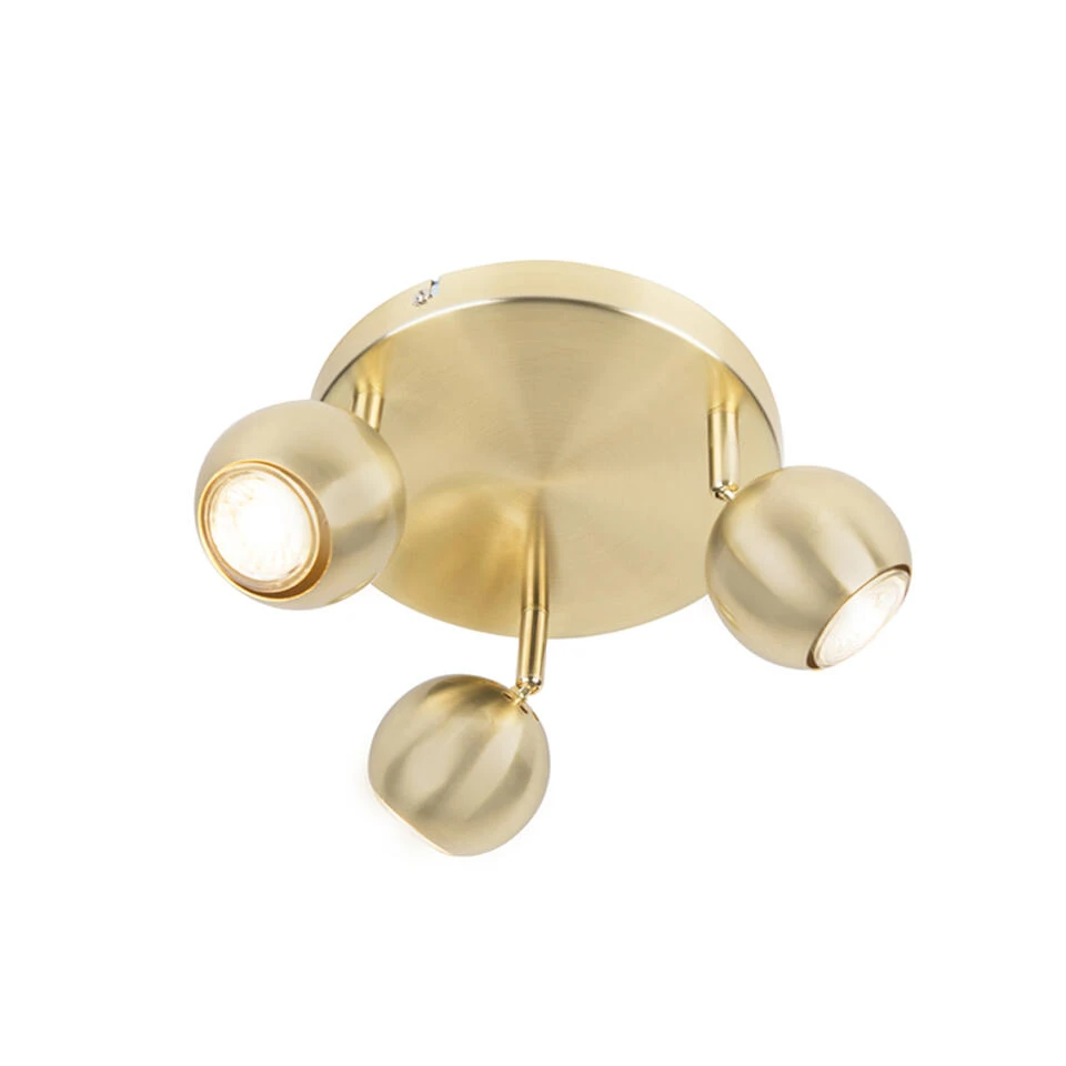 QAZQA Retro Ronde Spot Messing Met Plafondplaat 3-lichts - Gissi