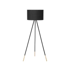 Beliani Staande Lamp TOBOL - Zwart Metaal, Essenhout