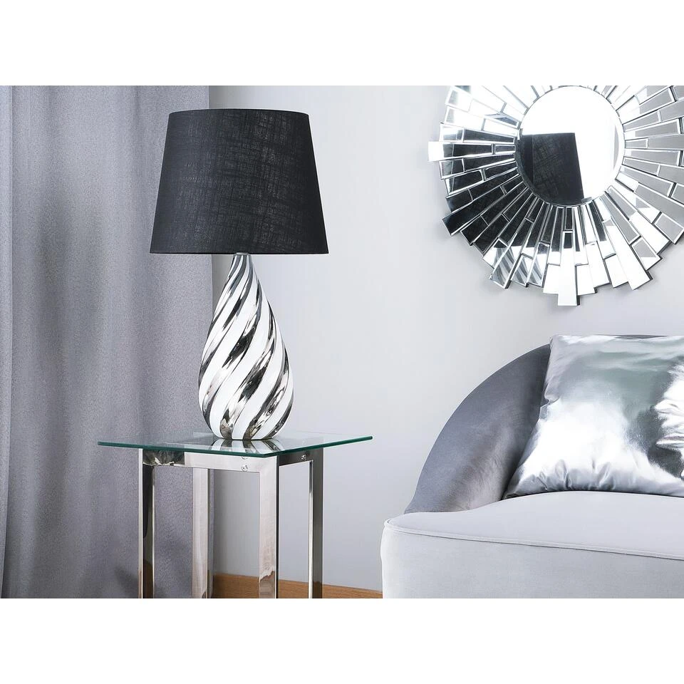 Beliani Tafellamp VISELA - Zilver Keramiek - Afbeelding 2