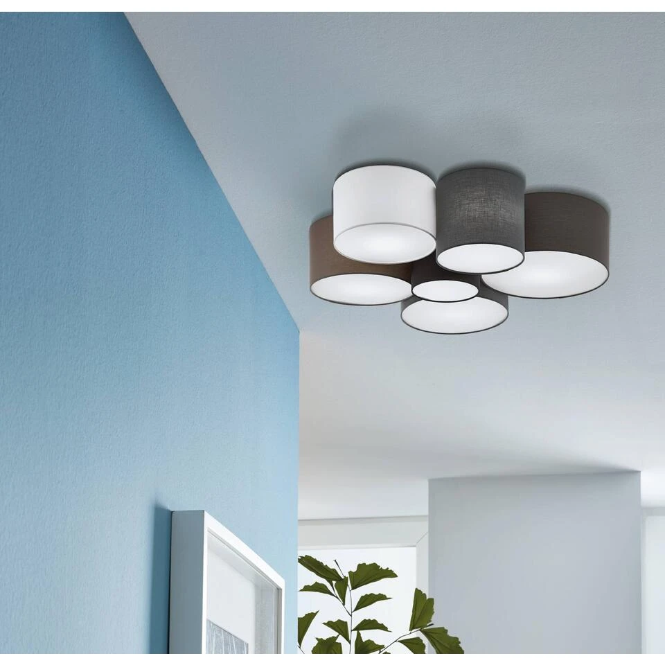 EGLO Pastore Plafondlamp - E27 - Ø 99 cm - Wit/Grijs/Zwart/Bruin - Afbeelding 4