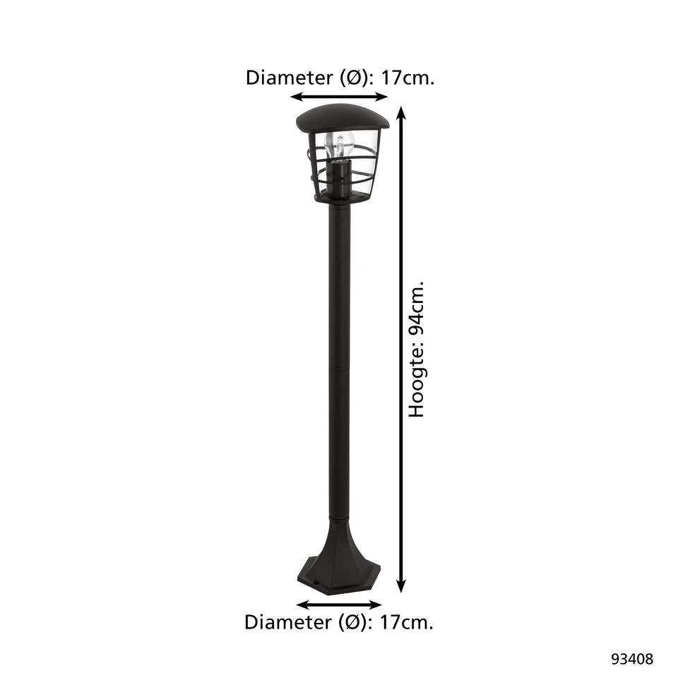 EGLO Aloria - Buitenverlichting - Tuinpaal - 1 Lichts - Zwart - Helder - Afbeelding 4