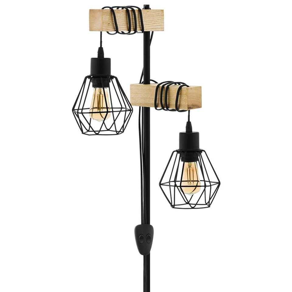 EGLO Townshend 5 Vloerlamp - E27 - 166,5 Cm - Zwart, Bruin - Afbeelding 2