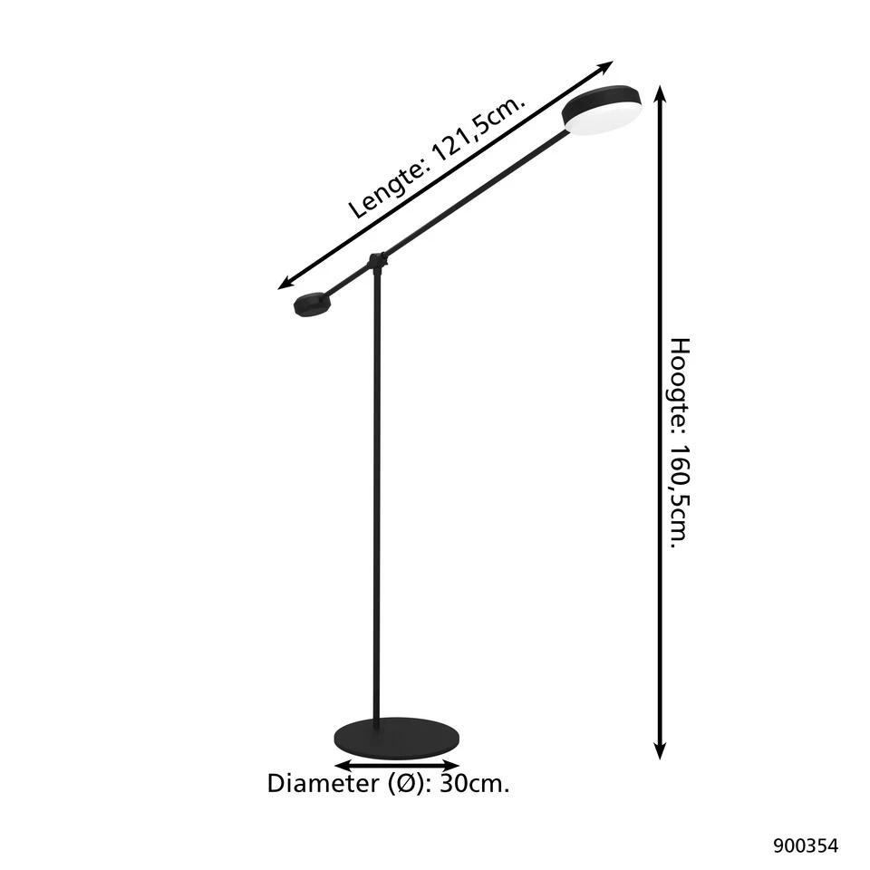 EGLO Clavellina Vloerlamp - LED - 160,5 Cm - Zwart/Wit - Dimbaar - Afbeelding 4