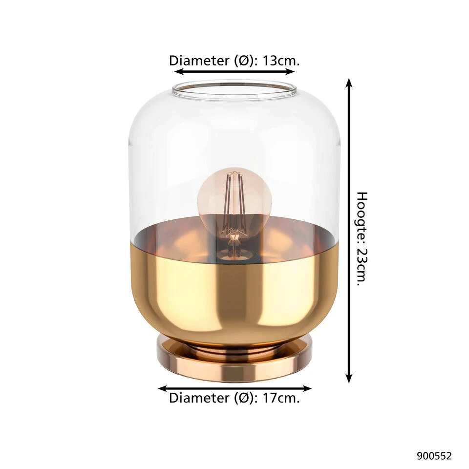 EGLO Maryvilla Tafellamp - E27 - 23 Cm - Gebronsd/Goud - Afbeelding 4