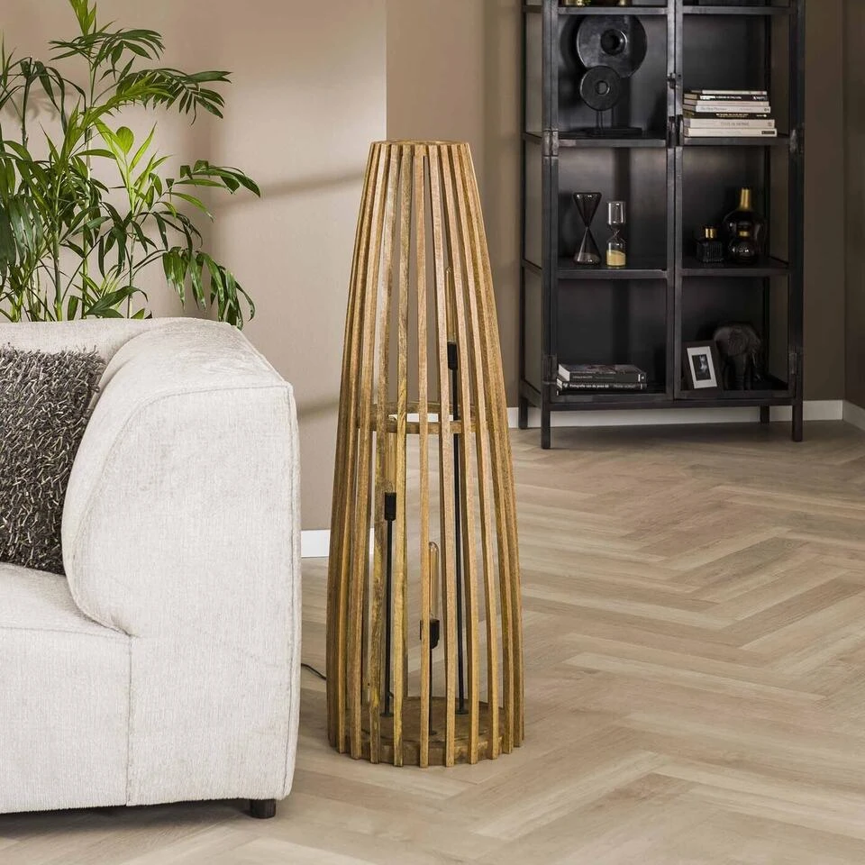 Giga Meubel Vloerlamp Hout Ø40cm - 3-Lichts - Lamp Launch - Afbeelding 4