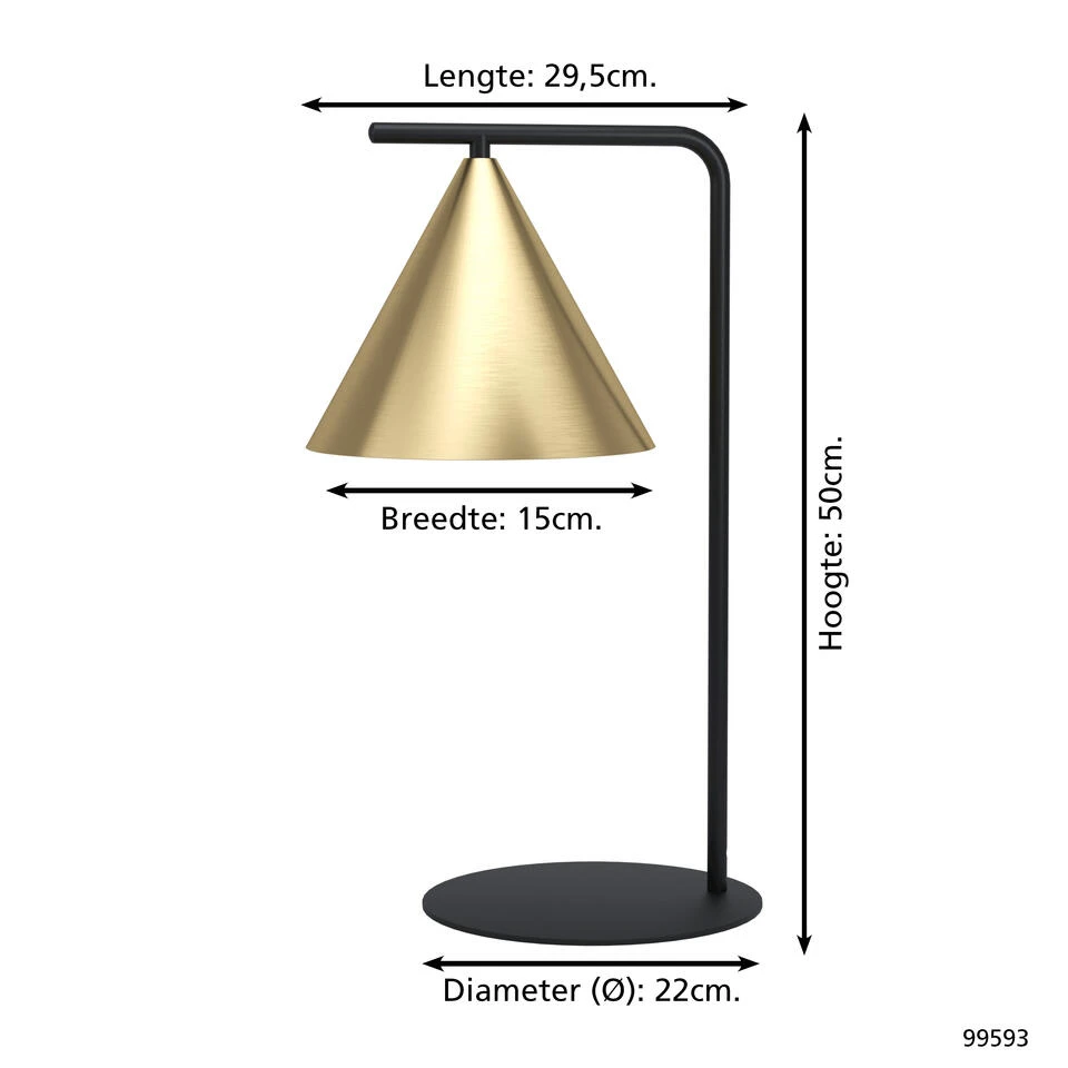 EGLO Narices Tafellamp - E27 - 50 Cm - Zwart - Afbeelding 4