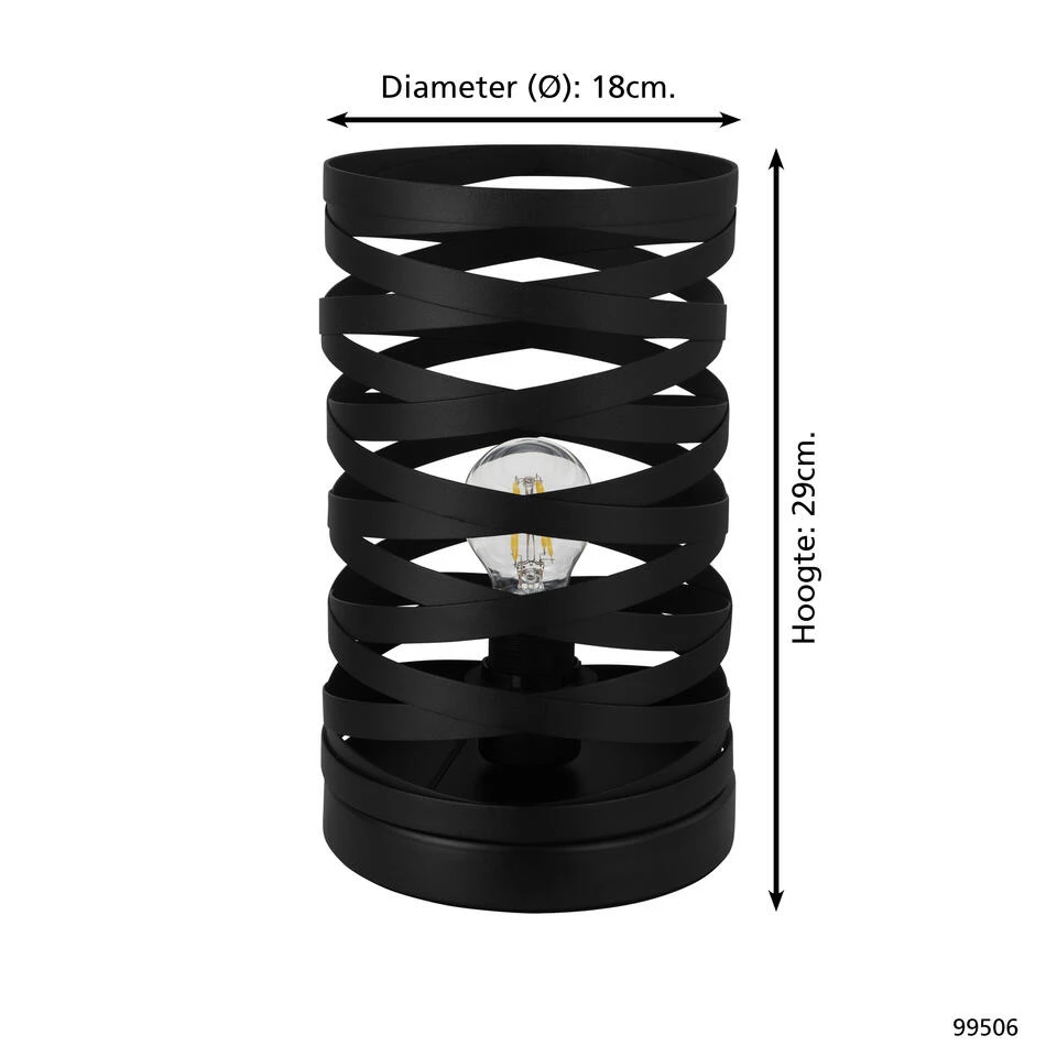 EGLO Cremella Tafellamp - E27 - 29 Cm - Zwart - Afbeelding 4