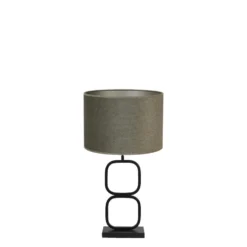 Tafellamp Lutika/Vandy - Zwart/Olijf Groen - Ø30x67cm