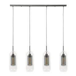 Industriële Hanglamp Amy 4-lichts Cilinder - 15x106x150 Cm - Glas - Grijs