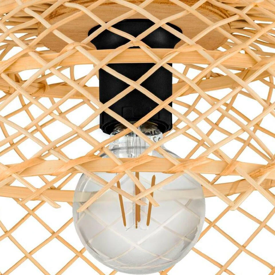 EGLO Ausnby Plafondlamp - E27 - Ø 37 cm - Zwart/Hout - Afbeelding 2