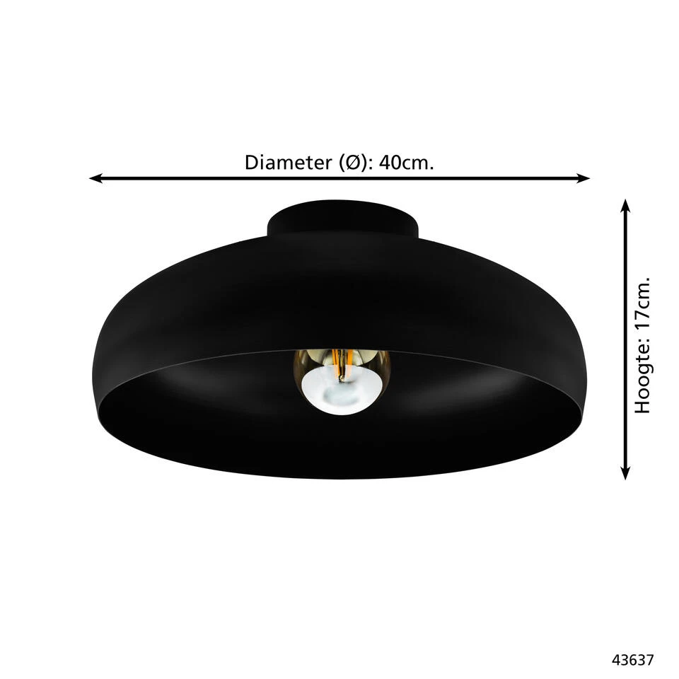 EGLO Mogano Plafondlamp - E27 - Ø 40 cm - Zwart - Afbeelding 4
