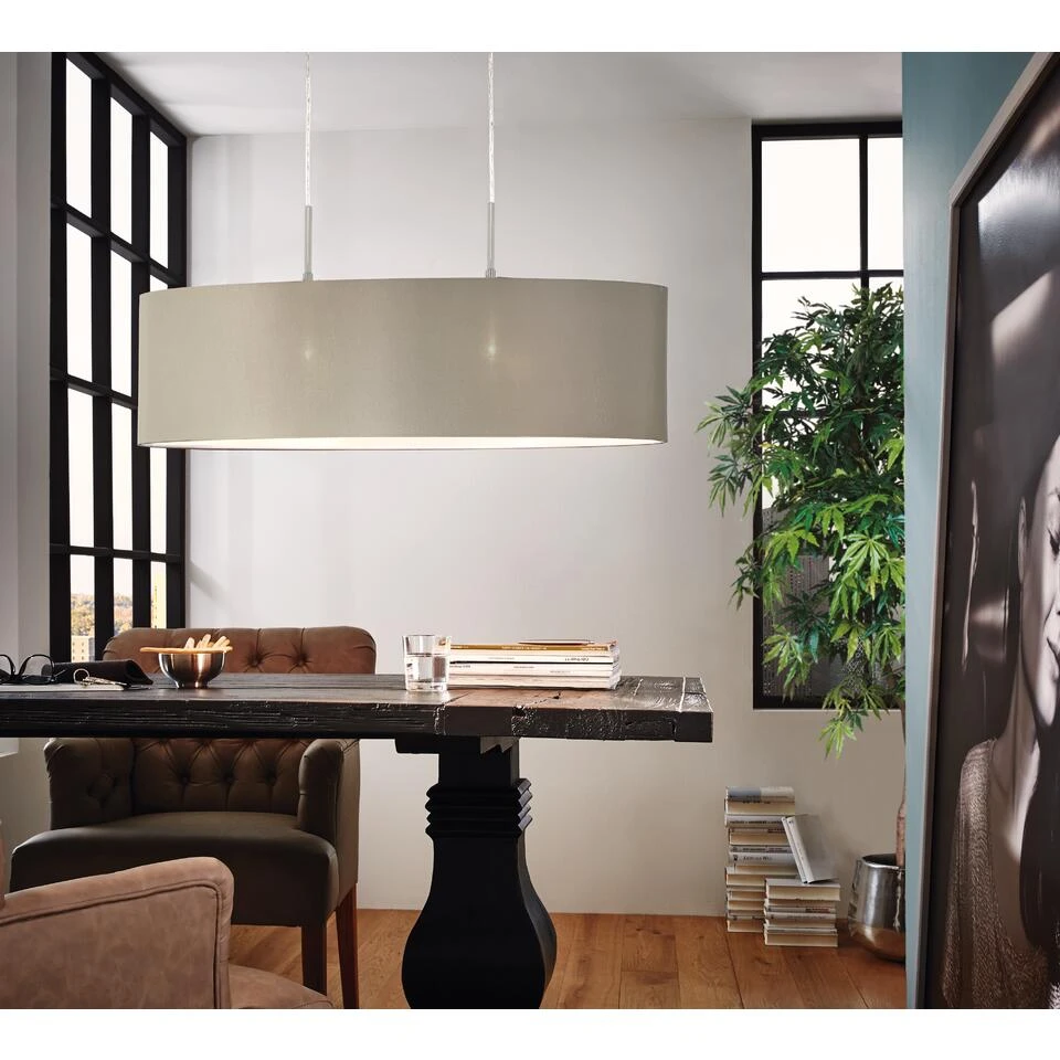 EGLO Pasteri - Hanglamp - 2 Lichts - 75cm - Nikkel-Mat - Taupe - Afbeelding 4
