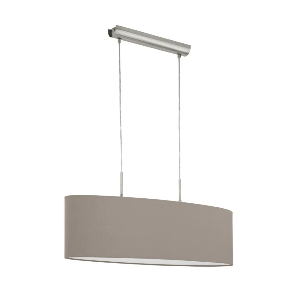 EGLO Pasteri - Hanglamp - 2 Lichts - 75cm - Nikkel-Mat - Taupe