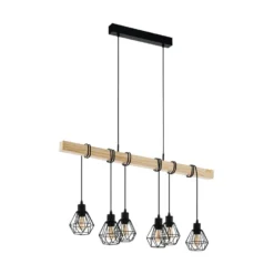 EGLO Townshend 5 Hanglamp - E27 - 100 cm - Zwart/Bruin