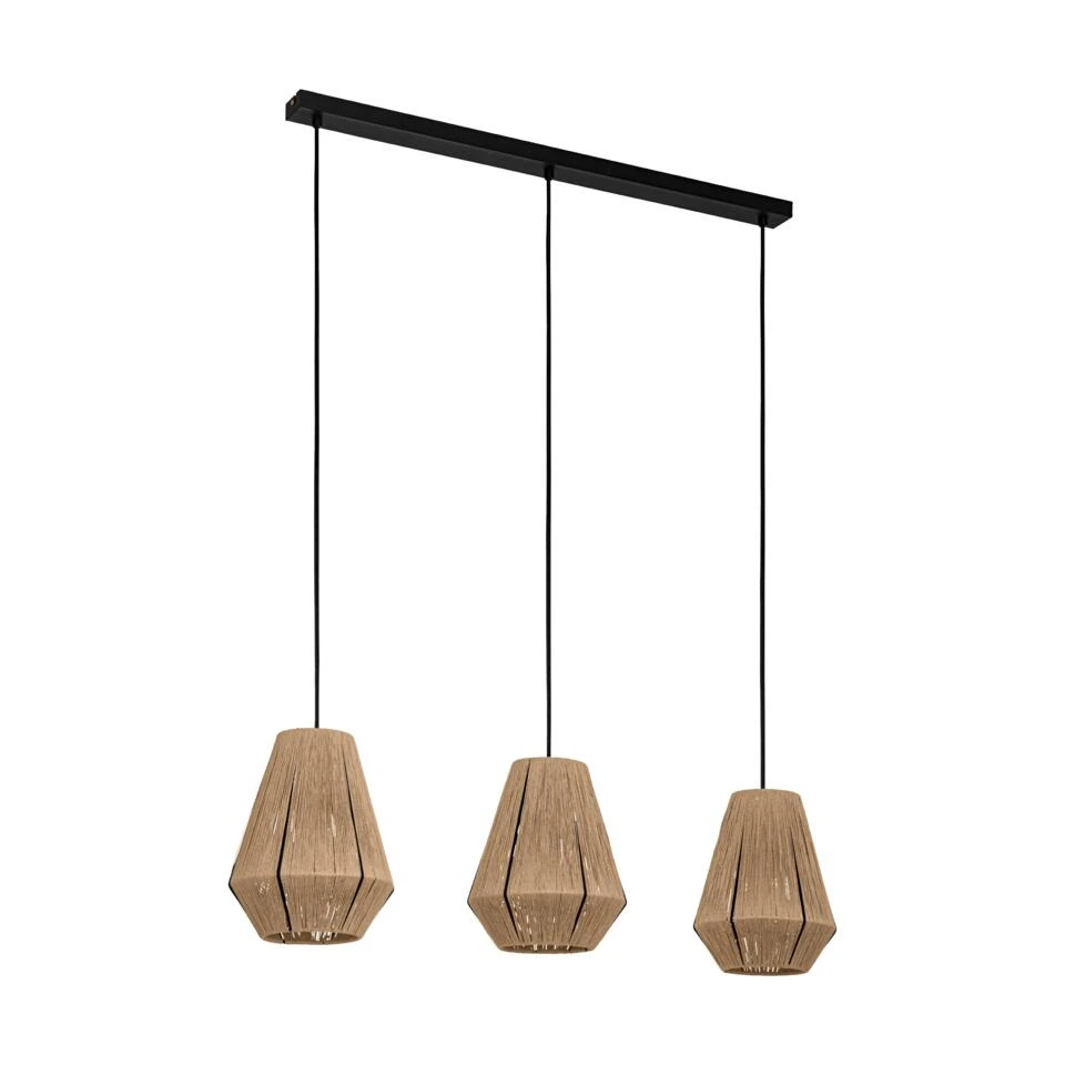 EGLO Alderney Hanglamp - E27 - 90 cm - Zwart/Bruin