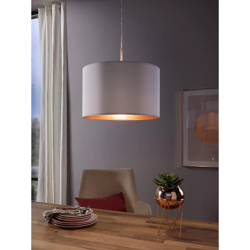 EGLO Pasteri Hanglamp - 1 Lichts - ø38cm - Nikkel-Mat - Wit - Koper - Afbeelding 4